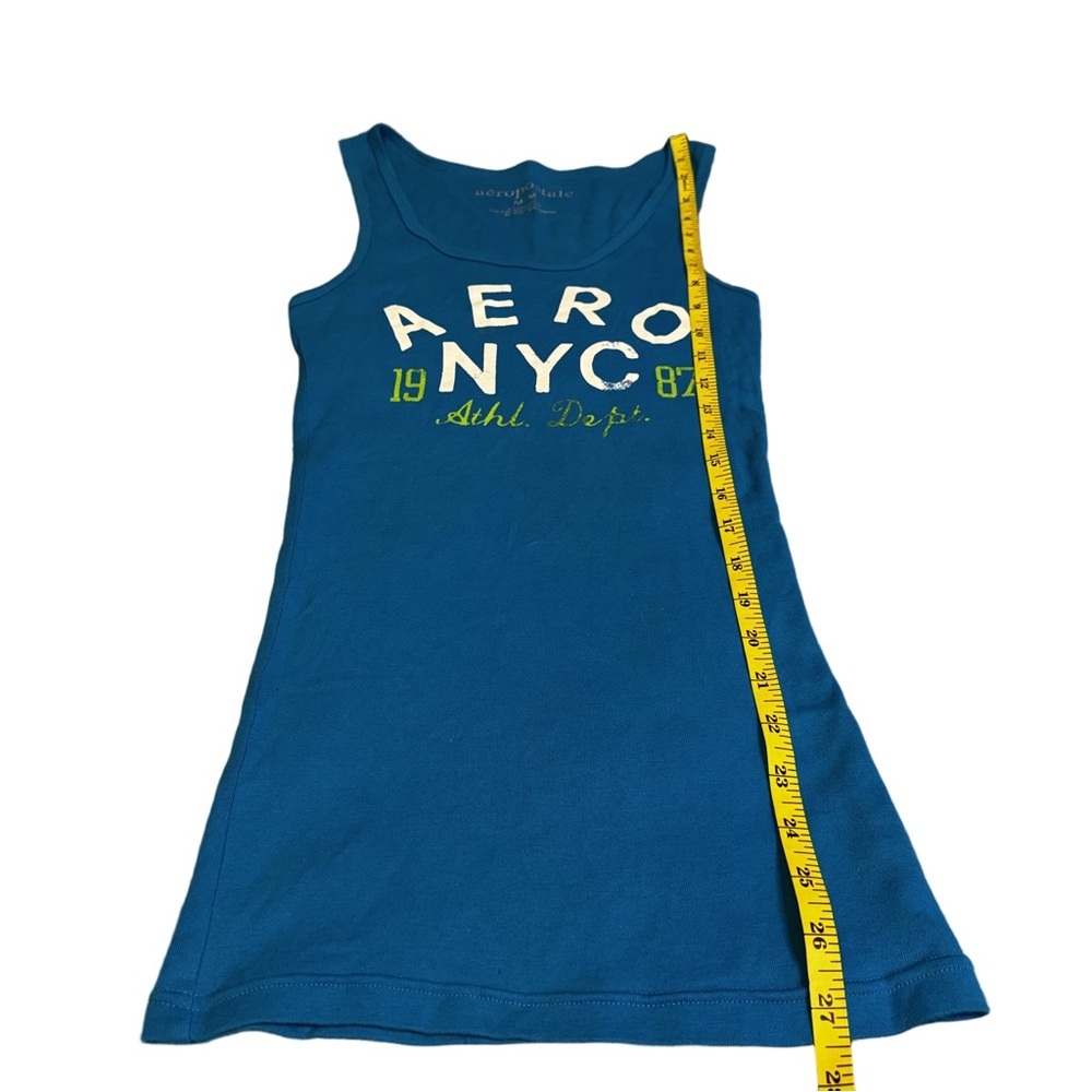 Aeropostale Blue Tank Top Size Medium Aero NYC Graphic Stretchy Vintage NWOT - Picture 7 of 8